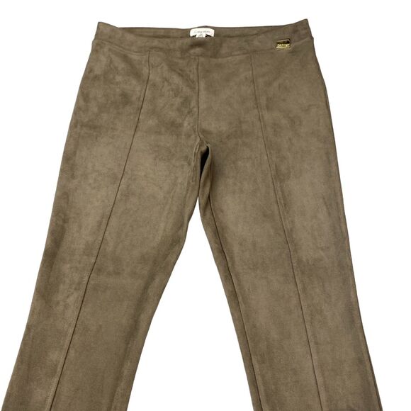 Calvin Klein Faux Suede Pants Womens Large Brown Elastic Waist Career Front Seam - Picture 11 of 13